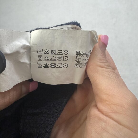 Zara Pants Mens Medium Navy Blue Textured Pleated Front Trousers Classic Fit - Picture 13 of 16